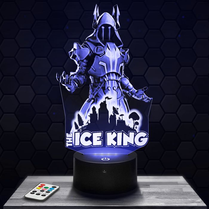 Lampe 3d _ Fortnite The Ice King - Jouet Figurine Cadeau Fortnite - Veilleuse Led Tactile avec socle au choix et télécommande TOP