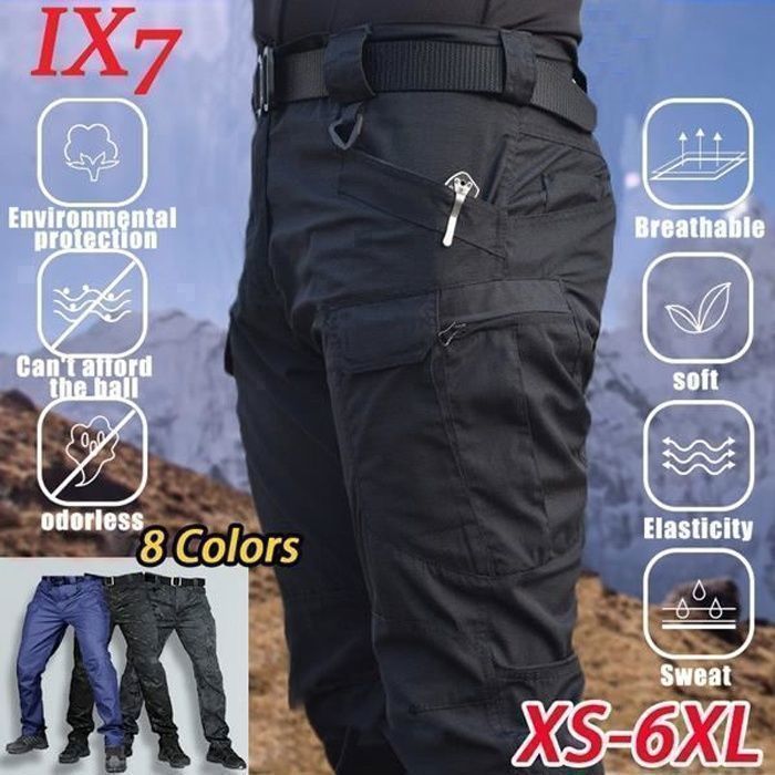 Pantalons de randonnée pour hommes - Sports Cargo multi-poches - Noir - Respirant Noir
