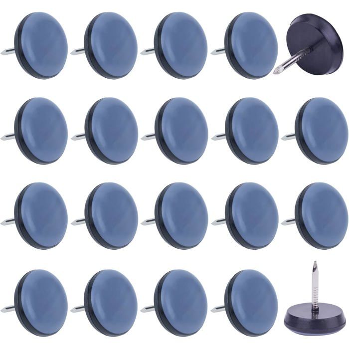 42 Pièces Patins pour Meubles 19mm avec Clous Antirouille - Patin Chaise à Clous en Téflon PTFE pour Déplacer Meubles Lourds
