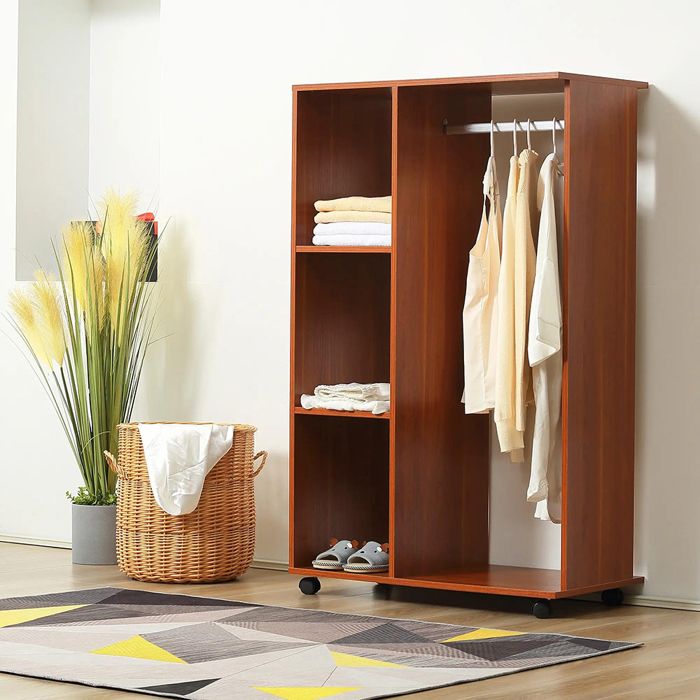 Armoire penderie Armoire de Rangement Mobile - Panneaux de Particules Coloris Noyer