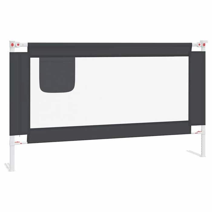 Barrière de lit denfant - vidaXL - Gris foncé - 140x25 cm - Hauteur réglable 70-95 cm - Tissu polyester