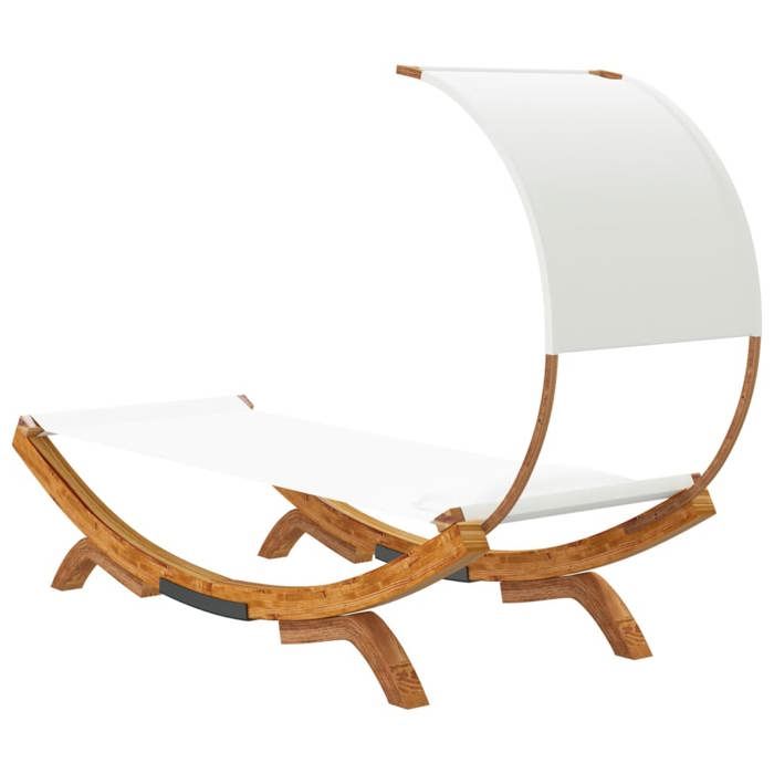 Sale 2026 Lit de repos de jardin - BURKE - Lit dextérieur - avec auvent 100x200x126 cm Bois courbé massif Crème Cc1336