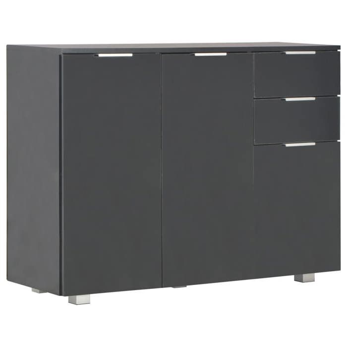 SALE 2026Buffet de cuisine stable - Placard Cabinet bahut Noir - Buffet Noir brillant 107x35x80 5cm 36.6 Kg 684107