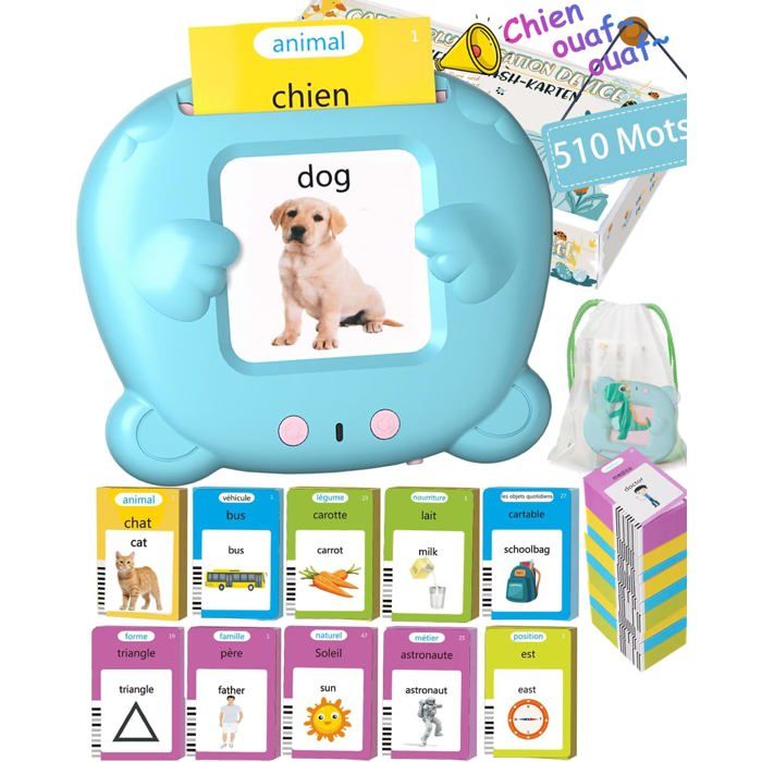 Cartes éducatives parlantes -HAWUJ- 510 mots - Pour enfant 1-6 ans apprendre en écoutant