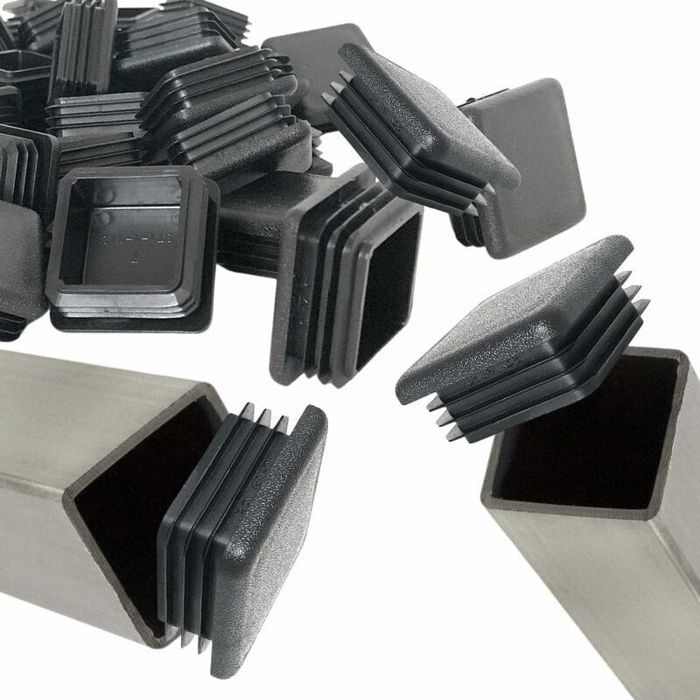 Bouchons de tuyau carrés - Virex® - 50x50 mm - Plastique - Noir - 20 pièces - Pour pied de chaise - Facile à installer