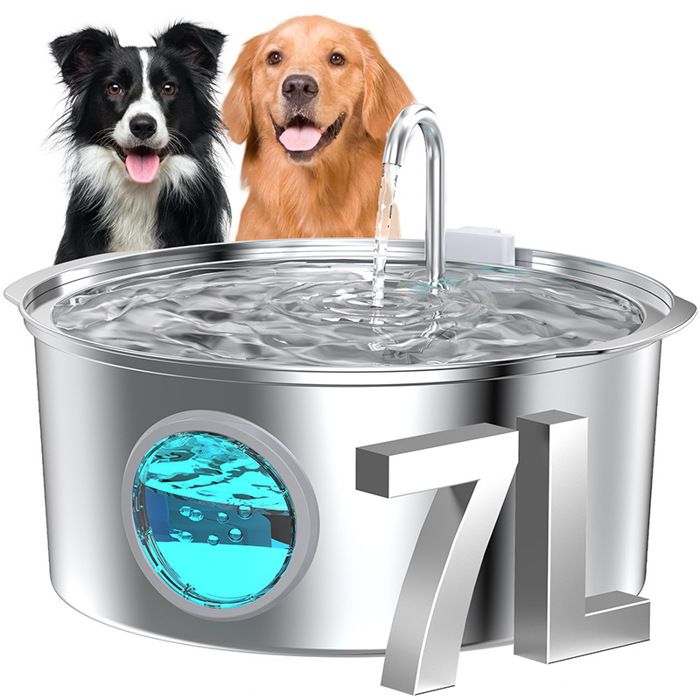 Fontaine à eau automatique pour animaux - Phoesky - 7L - Acier inoxydable 304 - Filtration - Pompe anti-séchage