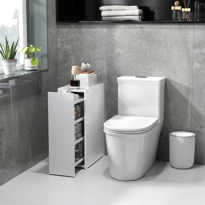 Meuble de salle de bain étroit meuble WC meuble dappoint à roulettes tiroir à 3 compartiments profonds 47 x 25 x 665 cm blanc