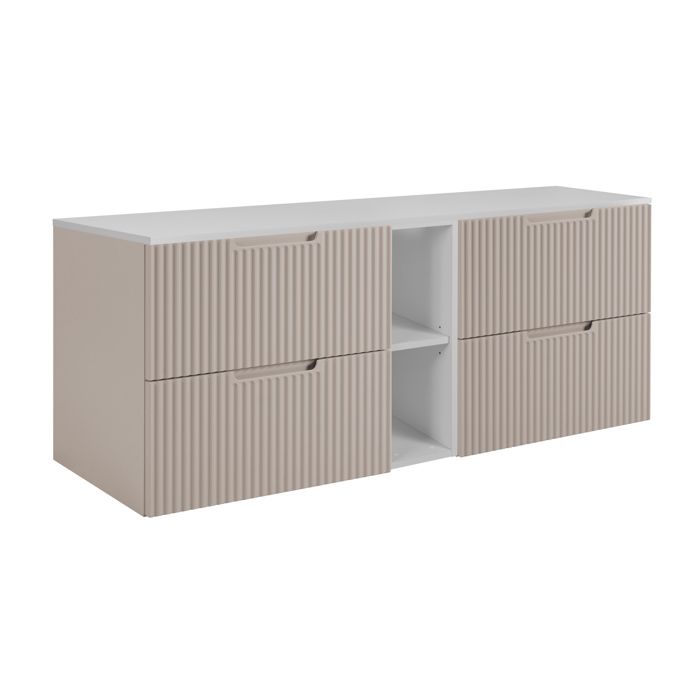 Meuble de salle de bains cachemire / blanc 140 (2 x 60 + 20) x 58 6 x 46 cm