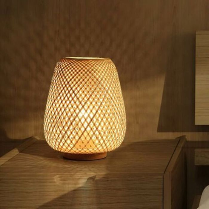 Bambou Tissage Lanterne Lampe De Table Lampe De Chevet Style Japonais Simple Décoratif Table Lumineuse Éclairage Salon