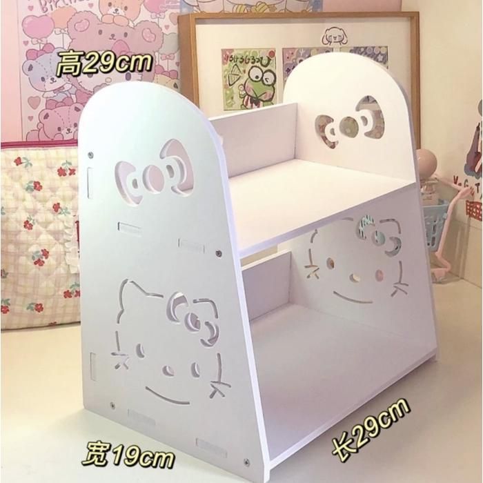 Rangement Hello Kitty double niveau étagère kawaii pour bureau ou chambre denfant