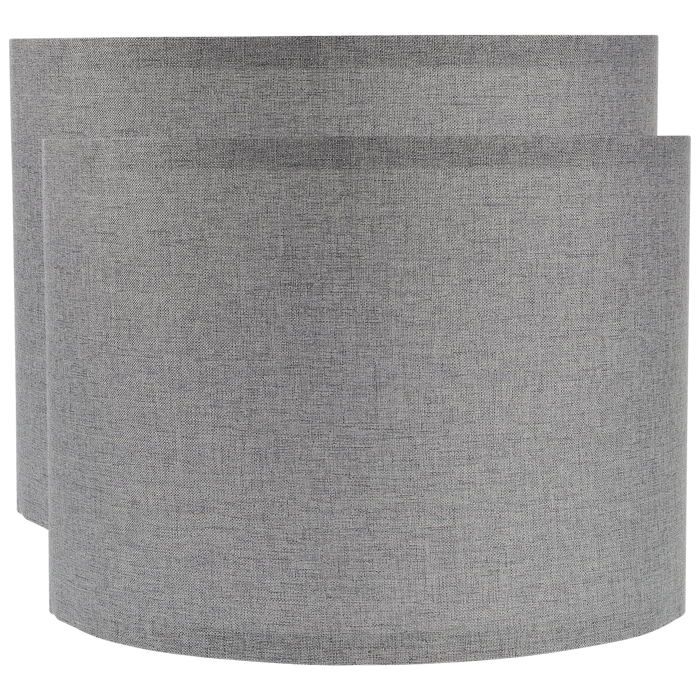 Lot de 2 abat-jour cylindriques en lin naturel 26 x 26 x 19 cm gris