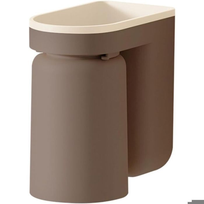 Lot de 2 porte-brosses à dents muraux autocollants avec tasse – Marron