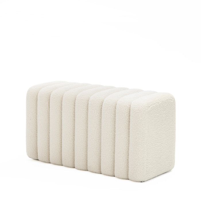 Leto - Banc rembourré en tissu bouclette L79cm - Blanc Leto - Banc rembourré en tissu bouclette L79cm - Blanc