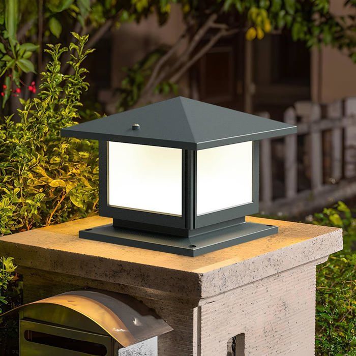Borne Éclairage Extérieur Lampe de Pilier E27 en Aluminium IP45 Ampoule LED 12W 3000K/4500K/6000K Potelet Lumineux pour Chemin