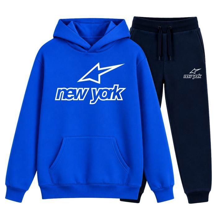 Survêtement Enfant New York Etoile - Ensemble Jogging et Sweat à Capuche bleu royal - Bleu royal