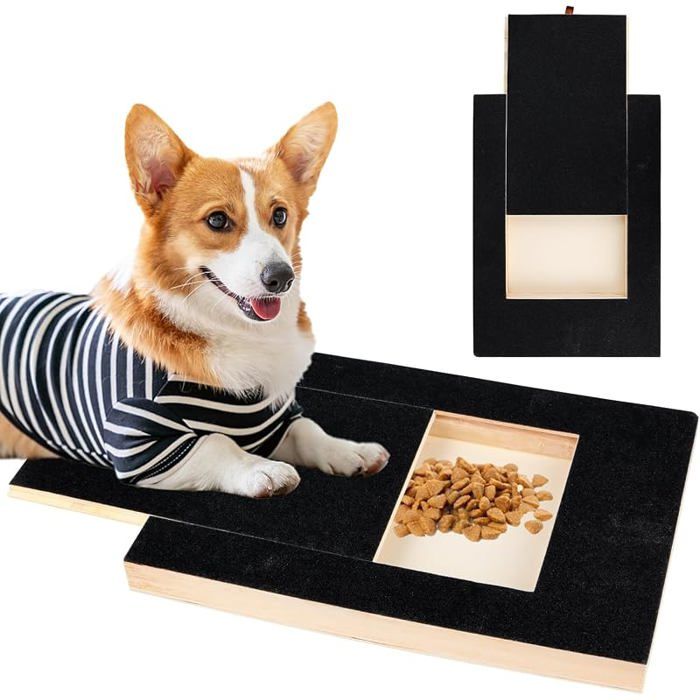 Grattoir pour chien avec boîte à friandises 35 x 25 x 3 cm sans stress pour griffes de chien planche de papier de verre
