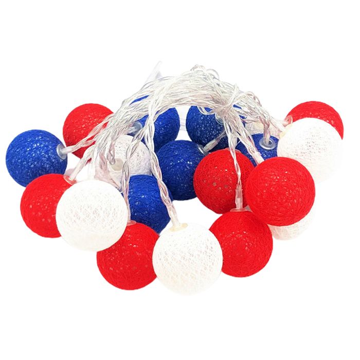 AUCUNE Lumières de décoration du 4 juillet Guirlande lumineuse de décoration deco luminaire Boule rouge blanche et bleue-Zhengbai