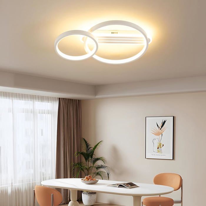 Plafonnier LED blanc pour salon - 36 W - Dimmable 3000K-6500K - Veilleuse et Minuterie - Avec Télécommande