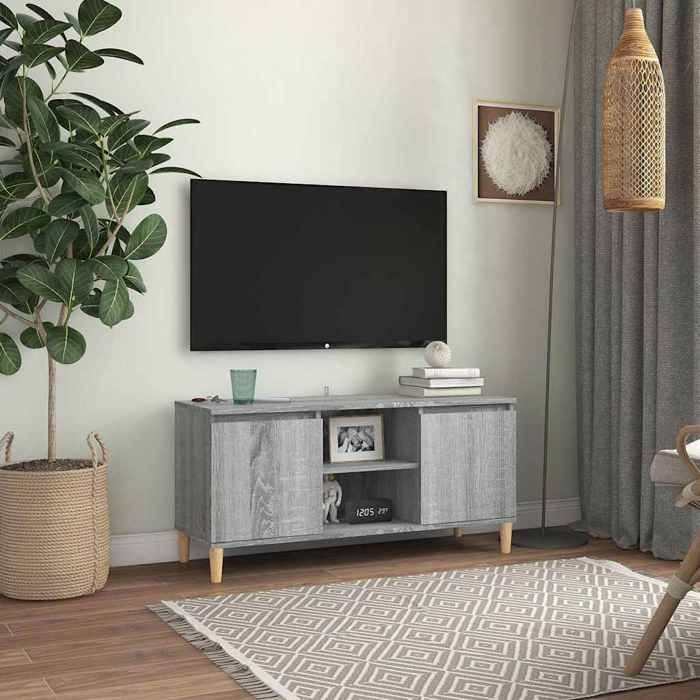 Cabinet HIFI robuste et stable - lot de 1 - MEUBLE TV SALON - avec pieds en bois solide Sonoma gris 103 5x35x50 cm(1 parcel) T10003