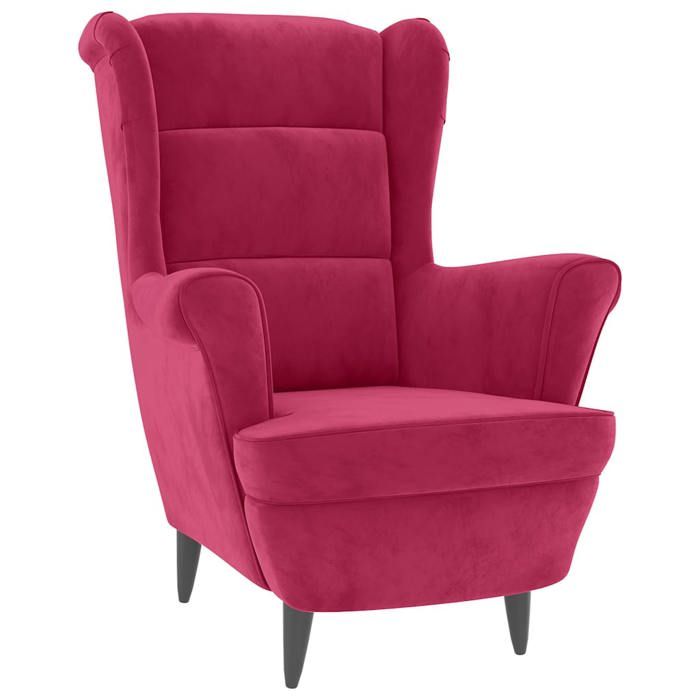 VIDAXL Fauteuil 1 place Fauteuil à oreilles avec tabouret - bordeaux - velours Conception pratique 44685