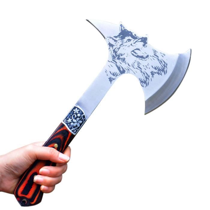 Hache Tactique D'extérieur 'Wild Blades' - Lame Acier - Manche Bois - Pour Camping/chasse