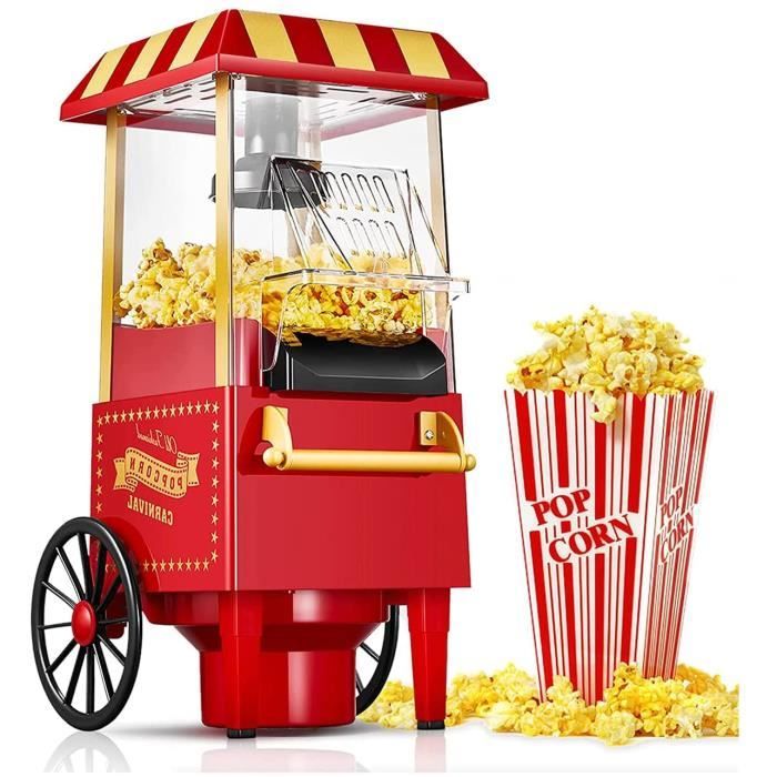 Machine à Pop-corn électrique 1200W - Sans Huile, à Air Chaud - Fonction One-touch - Idéale Pour Films à La Maison - Blanche