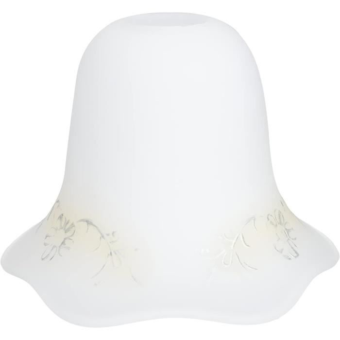 Abat-jour Globe Verre Givré Cabilock 18cm - Col Ouvert Pour Lustre Et Applique Murale - Blanc