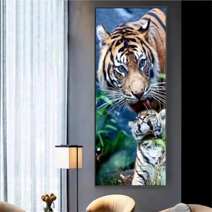 Set 4 Diamond Painting Animali SHEGZHUC | Quadri Mosaico 30x40 Cm Con Tigre, Lupo, Leone E Gufo | Kit Completo Con Strass Rotondi E Tela HD