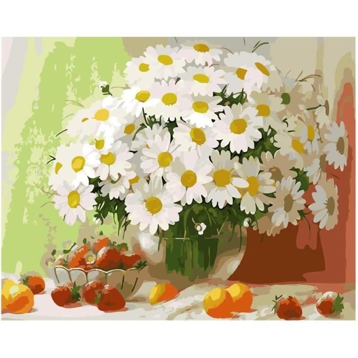 Peinture Par Numéros Chat Et Fleurs NAIMOER - Toile 30x40 Cm Avec Pinceaux Et Peintures | Cadeau Détente Pour Adultes Et Enfants