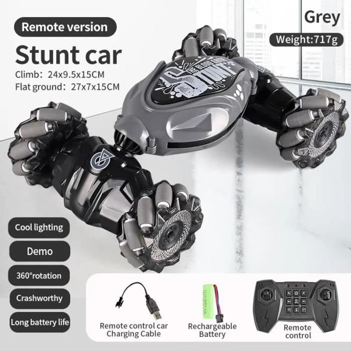 Voiture Télécommandée Racing Speedy – Gant Contrôle Gestuel + Manette – 360°, LED, Fumée – Enfant 8 Ans Et +