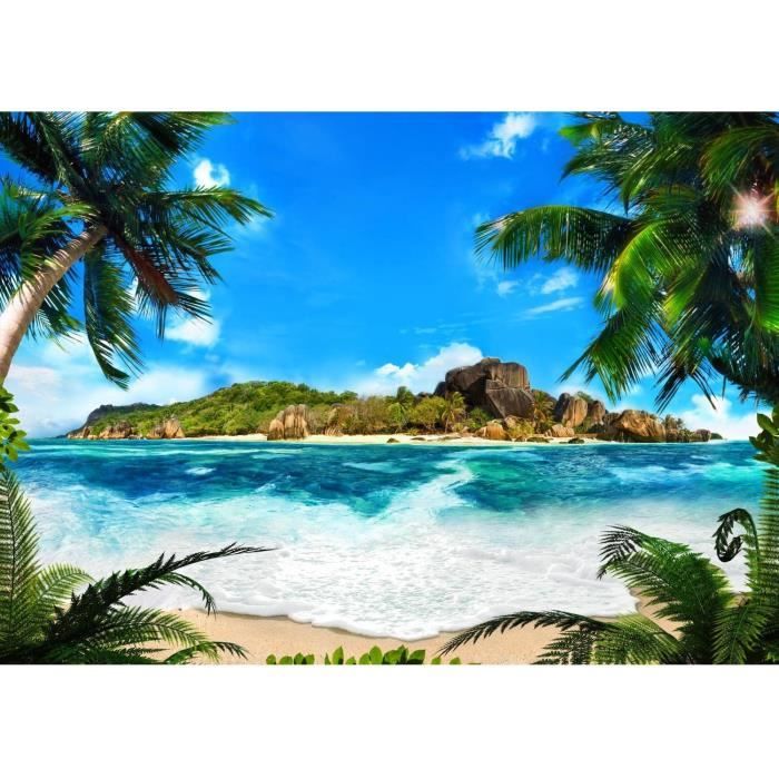 Papier Peint Panoramique Plage Île De La Mer 352 X 250 Cm Toison Mur ...