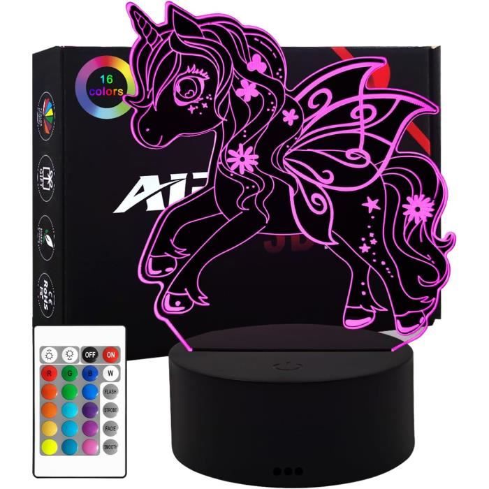 Veilleuse Licorne Pour Enfants, Lumière 3D Licorne Jouet Veilleuse 3