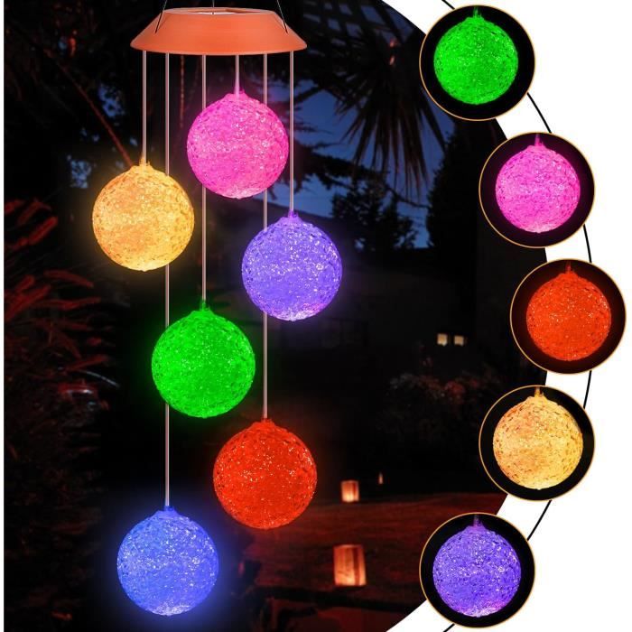 Carillon Vent Solaire LED Multicolore Décoratif