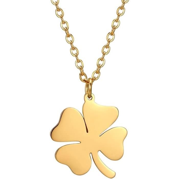 Collier Avec Pendentif Trèfle À Quatre Feuilles Porte-Bonheur Simple ...