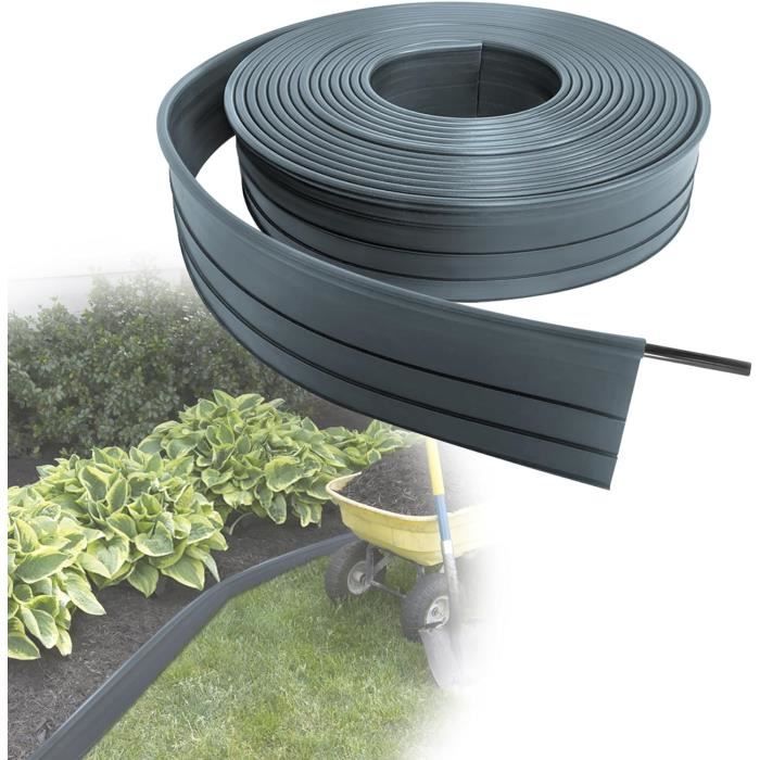Bordure De Pelouse KADAX 58mm - Kit 20 Pièces + 60 Clous - Bordure Parterre Plastique Avec Système Clic Noir