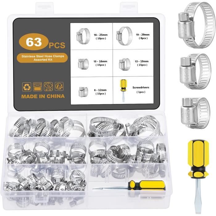 Lot De 10 Colliers De Serrage Réglables En Acier Inoxydable 8-16 Mm
