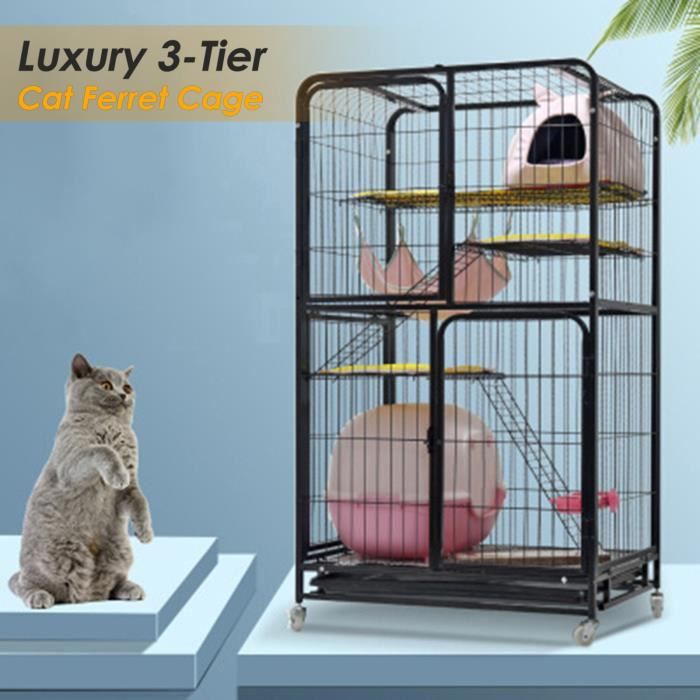 Cage De Chat De Luxe A 3 Niveaux Pour Chat Portable Lqt Cdiscount Animalerie Cage De Chat De Luxe A 3 Niveaux Pour Chat Portable Lqt Cdiscount Animalerie