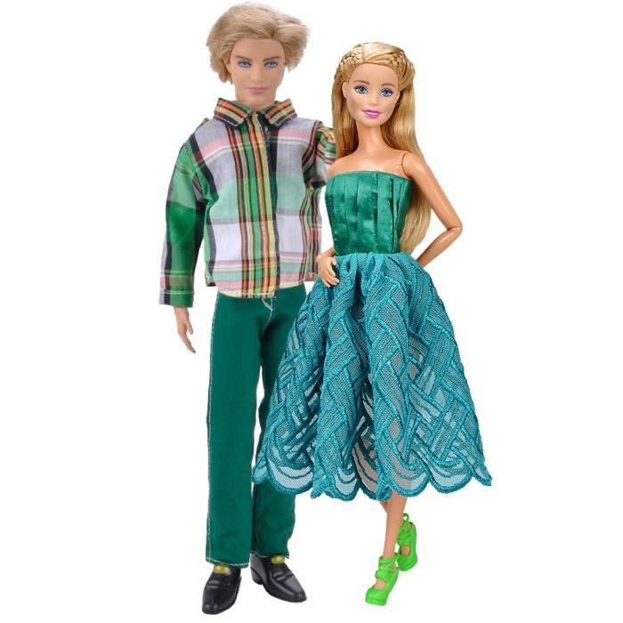 E-TING Fashionista Outfit Vêtements Couple Rencontres Vêtements Accessoires  Chaussures pour Barbie Ken Dolls (Vert) - Cdiscount Jeux - Jouets