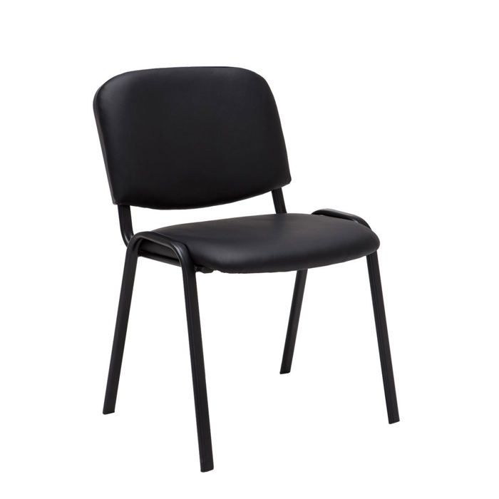 Chaise visiteur assise rembourree en synthetique noir BUR10067