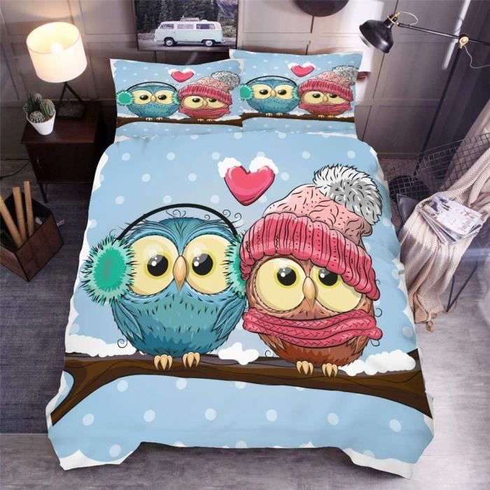 Housse De Couette 200x200 Cm Motif Chien Mignon - Parure De Lit 3 Pièces Microfibre, Fermeture éclair