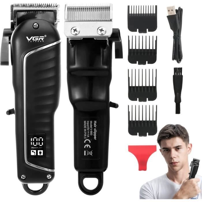 Tondeuse Cheveux Rechargeable Sans Fil Professionnelle - Modèle K11 Argenté, Neuve