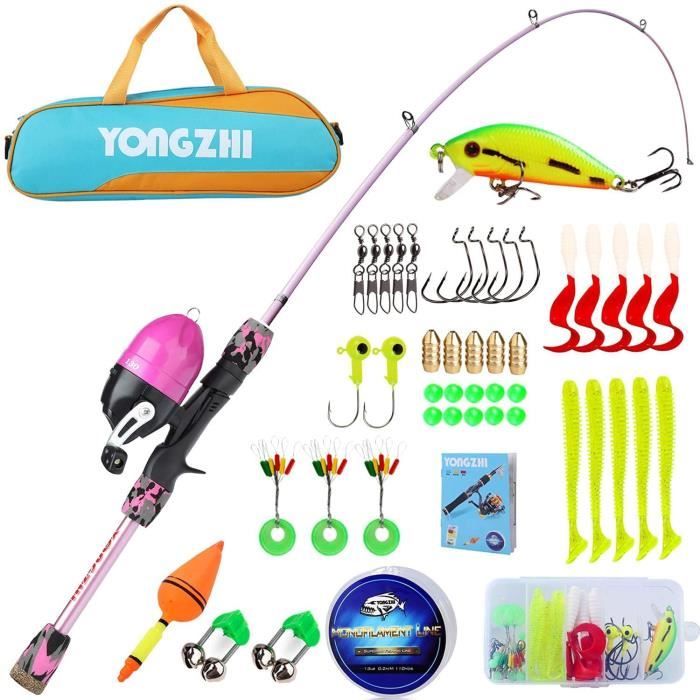 Canne à pêche télescopique portable et moulinet pour enfants, avec leurres  de ligne de pêche, sac de pêche pour jeunes, filles A14 - Cdiscount Sport