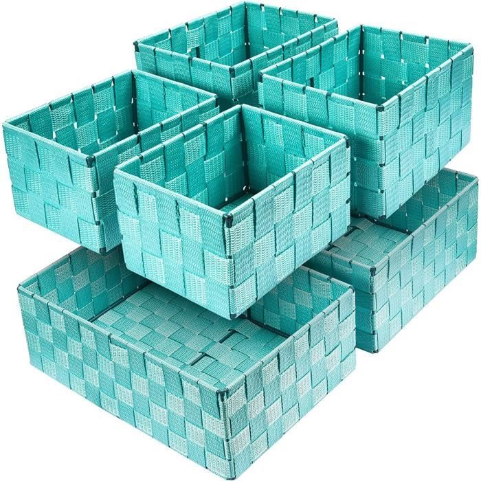 Panier De Rangement Maison Du Monde Panier Rangement Coton QSIDE 25x17x13cm - Blanc - Organisateur Salle De Bain, Chambre Bébé Panier Etagere Kallax