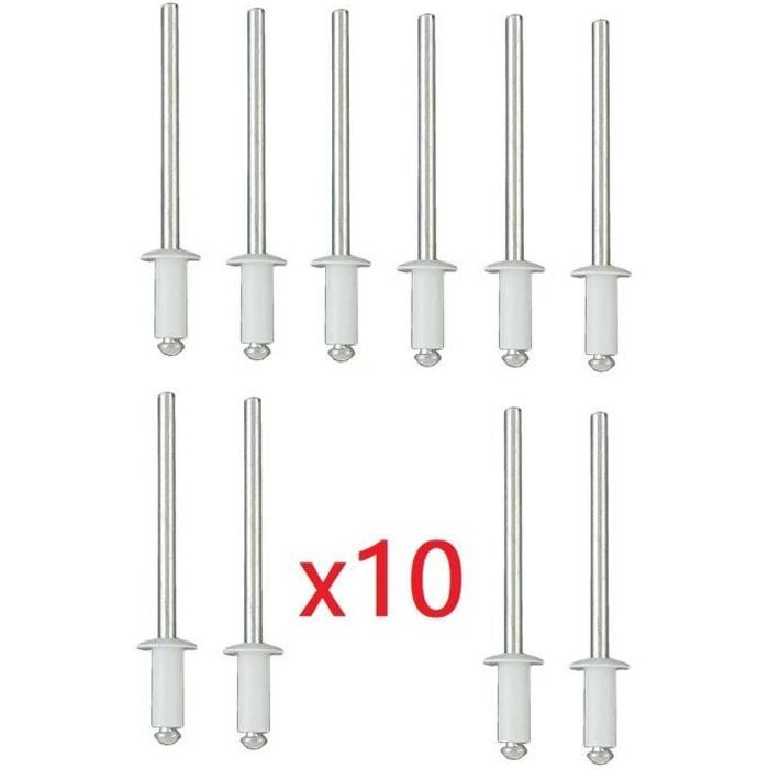10 Rivets Blancs Plaque Immatriculation - Fixation Auto Moto Scooter - Protection Anti-Vol