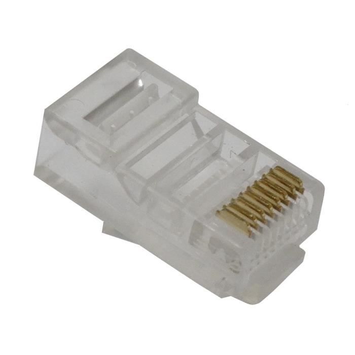 Lot De 100 Connecteurs RJ45 CableCreation - Pour Câble Ethernet Cat 5/5e/6 - Transparent