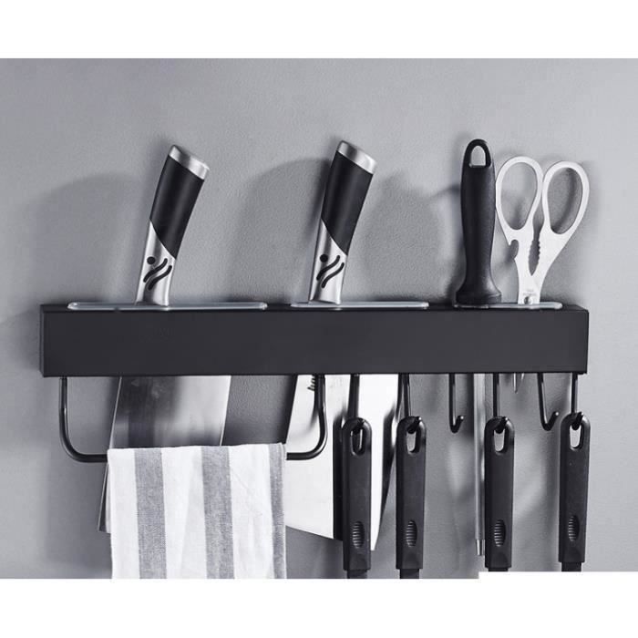Barre Murale Cuisine Acier Inoxydable 40 Cm Avec 7 Crochets - Organisateur D'ustensiles Pour Cuisine Et Salle De Bain