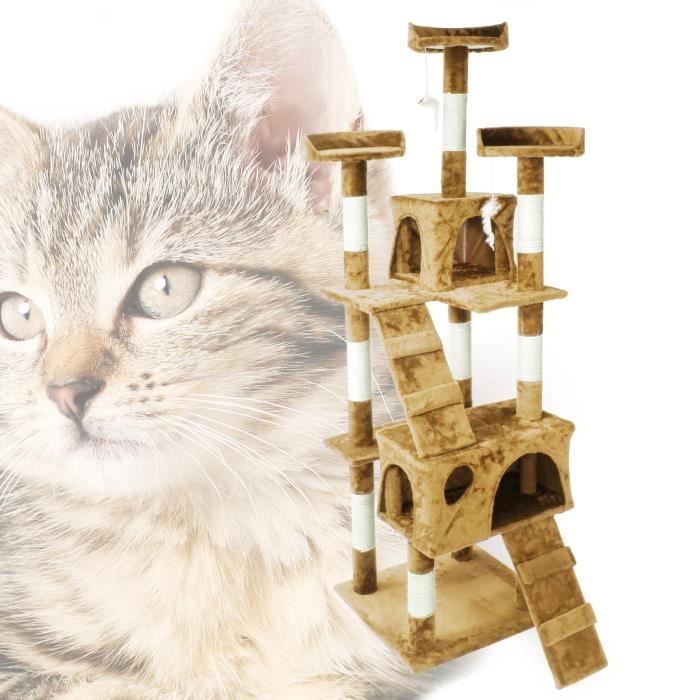 Arbre A Chat En Beige 170cm Avec Cabanes Echelles Et Plates Formes Pour Chats 693 Cdiscount Animalerie