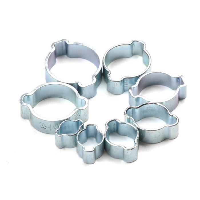 Lot De 10 Colliers De Serrage à Deux Oreilles En Acier Inoxydable Zingué - Diamètres 5 à 23 Mm - Neufs - Pour Fixation