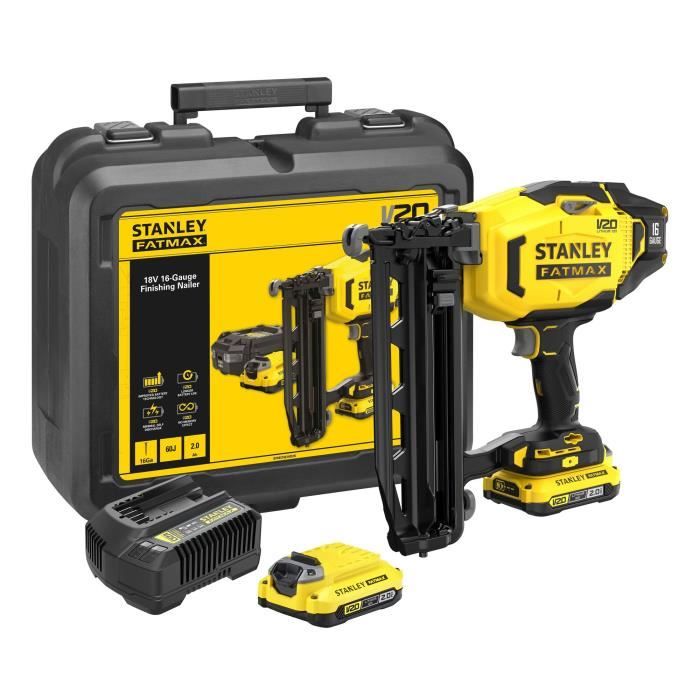 Cloueur de finition sans fil - 18V - STANLEY FATMAX - SFMCN616D2K-QW - Clous 25 à 64 mm + 2 batteries 2Ah + chargeur