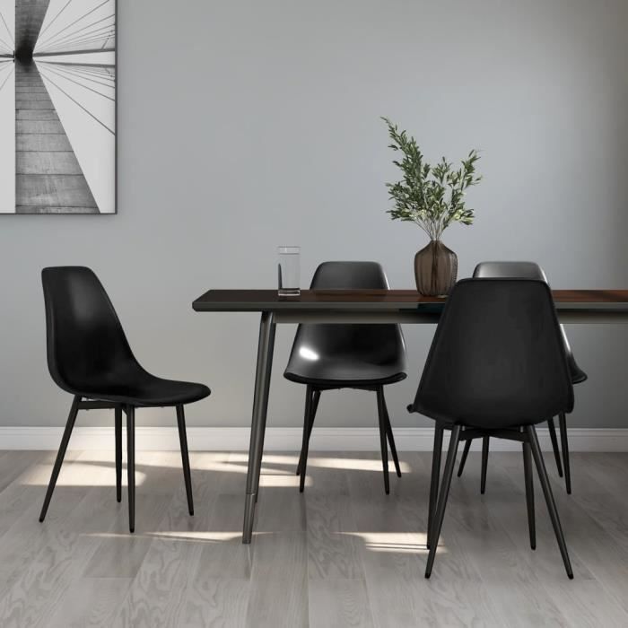 8938NEW* JILI Lot de 4 Chaises de salle à manger MODERNE - 4 pcs chaises Cuisine Noir PP